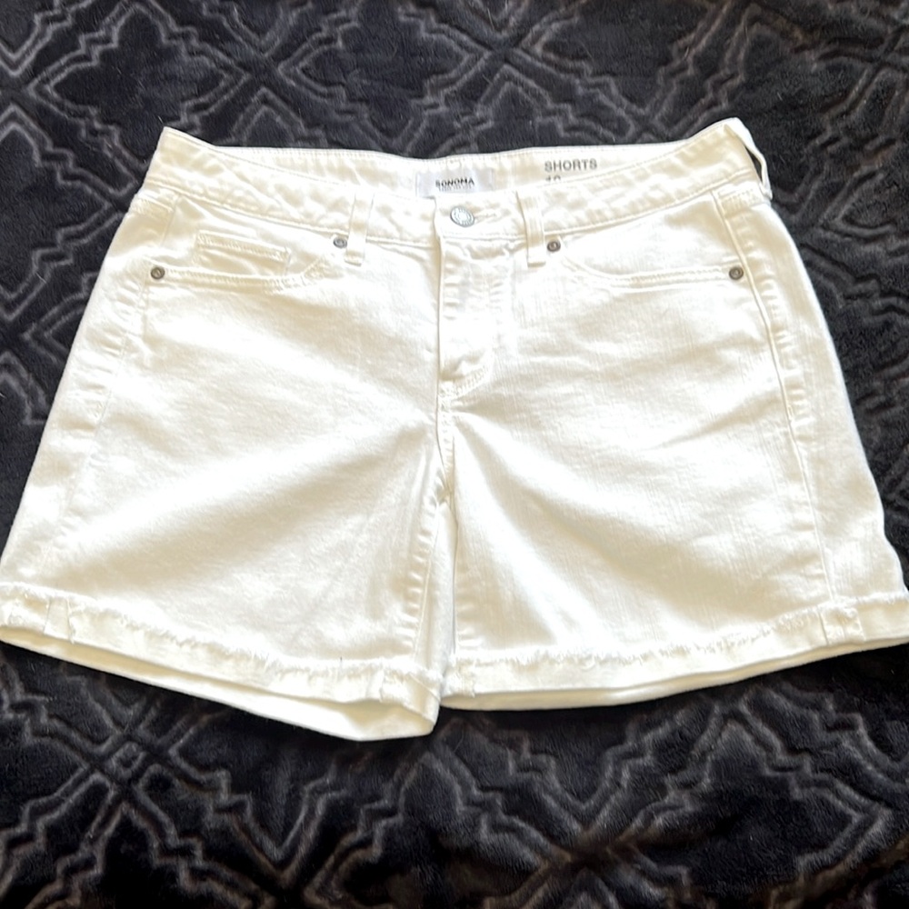 Soft white denim shorts